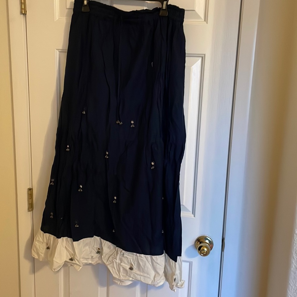 Blue and white boho prairie skirt